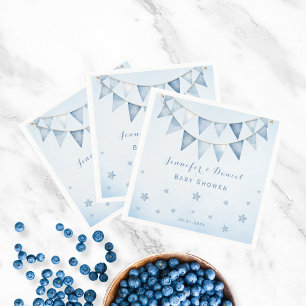 Playful Blue Baby Shower Stars Pennant Garland Napkin