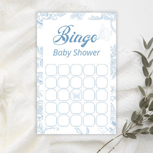 Playful Blue Butterfly Floral Baby Shower Bingo