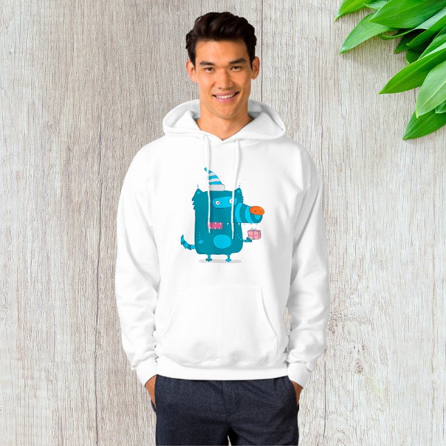 Playful Blue Cartoon Monster with Party Hat Hoodie (Creator Uploaded)