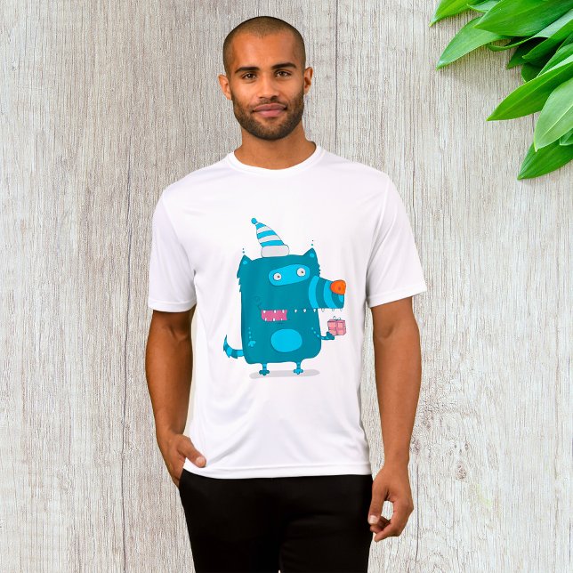 Playful Blue Cartoon Monster with Party Hat T-Shirt (Creator Uploaded)