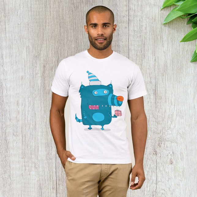 Playful Blue Cartoon Monster with Party Hat T-Shirt (Creator Uploaded)