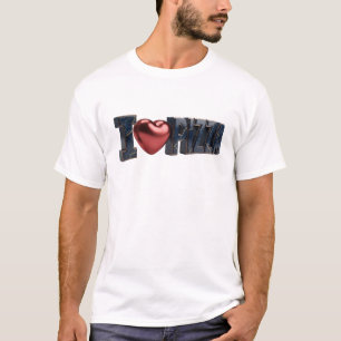 Playful Blue I LOVE PIZZA Artistic Motif T-Shirt