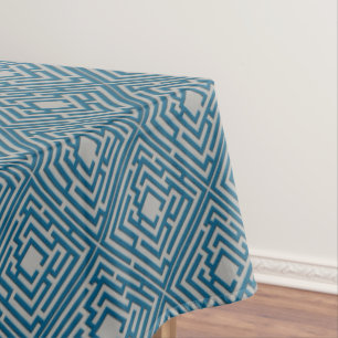 Playful Blue Labyrinth on any Colour Tablecloth