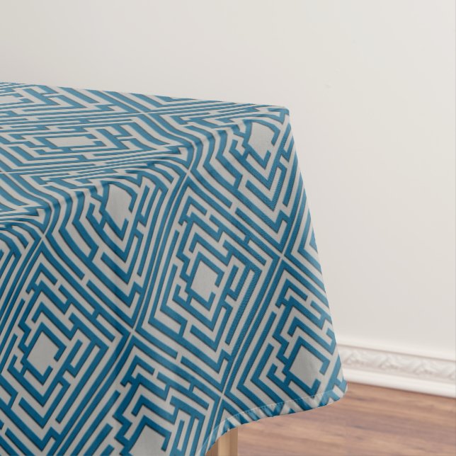 Playful Blue Labyrinth on any Colour Tablecloth (In Situ)