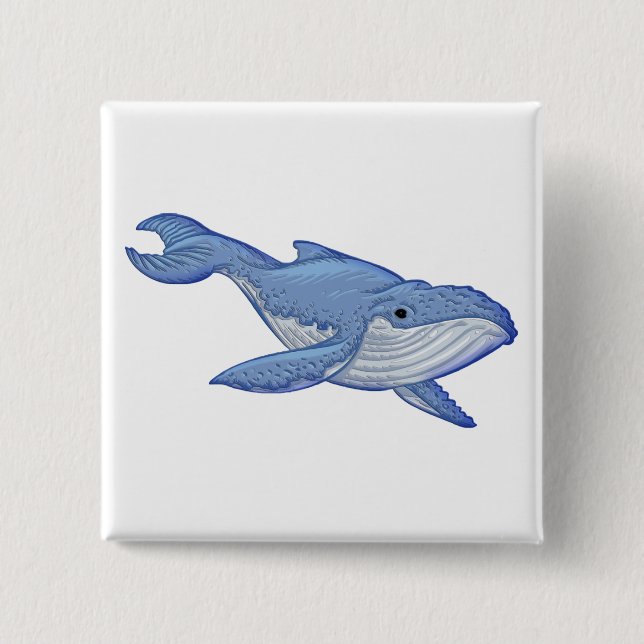 Playful Blue Whale 15 Cm Square Badge (Front)