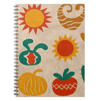 Playful Bohemian Patterns Hand-drawn suns, moons Notebook