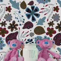 Playful Boho Folk Art Dark Florals and Leaves