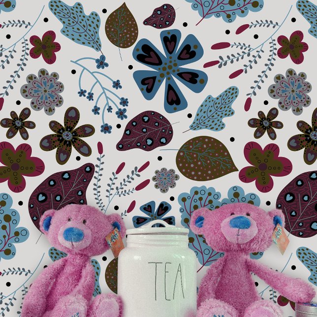 Playful Boho Folk Art Dark Florals and Leaves Wallpaper (Creator Uploaded)