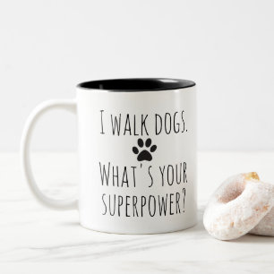 Playful Bold Black Typography Dog Walkers Modern Two-Tone Coffee Mug