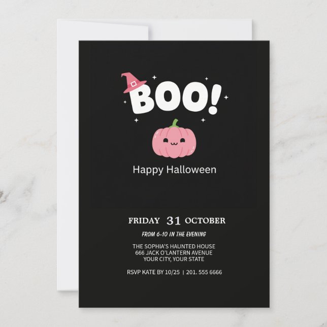 Playful BOO! Halloween Party Invite (Front)