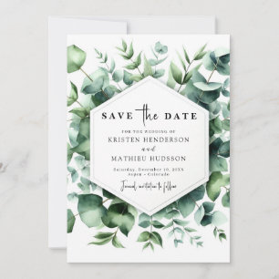 Playful Botanical Eucalyptus Digital Wedding Save The Date