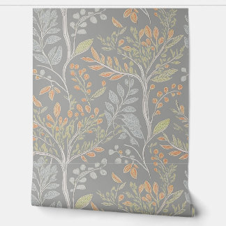 Playful Botanical On Light Grey (Muted) Wallpaper