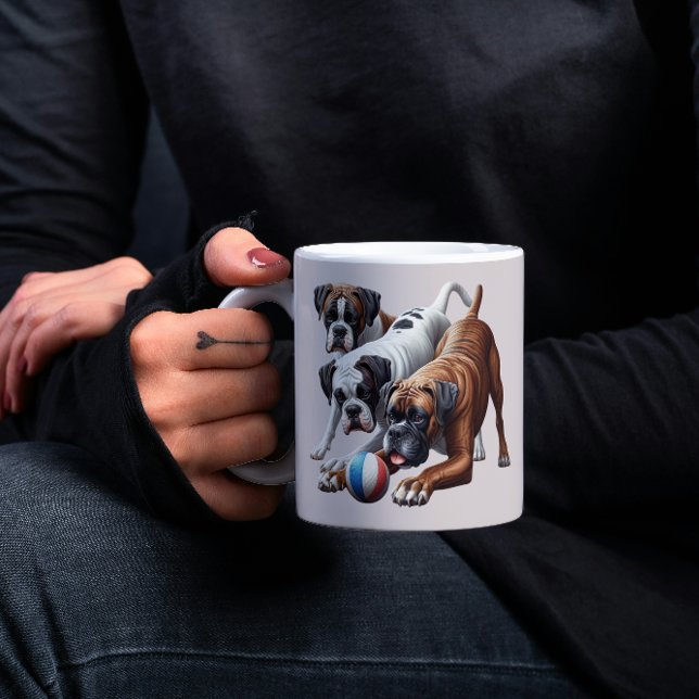 Playful Boxer Dogs and Ball Coffee Mug (Creator Uploaded)