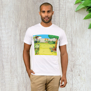 Playful Boy Running in a Lush Green Backyard T-Shirt