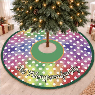 Playful Bright Colourful Christmas Polka Dots Fleece Tree Skirt