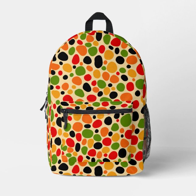 Playful Bright Fun Colourful Polka Dot Pattern Printed Backpack (Front)