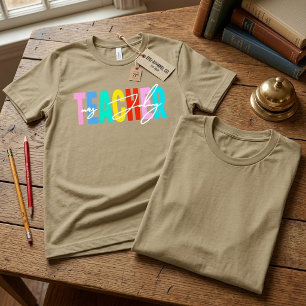  Playful Bright Pop Colour Personalised Teacher Tri-Blend Shirt