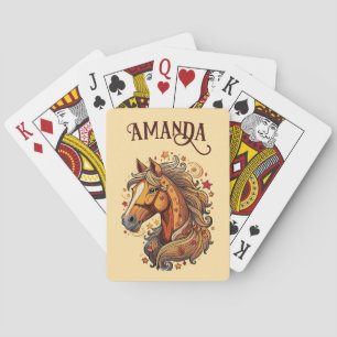 Playful Brown & Yellow Cartoon Horse Playing Cards