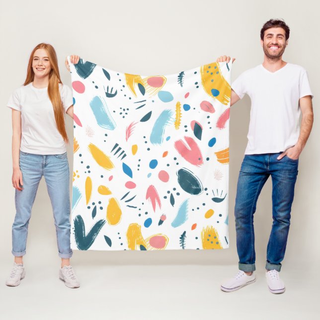 Playful Brushstrokes Fleece Blanket (In Situ)