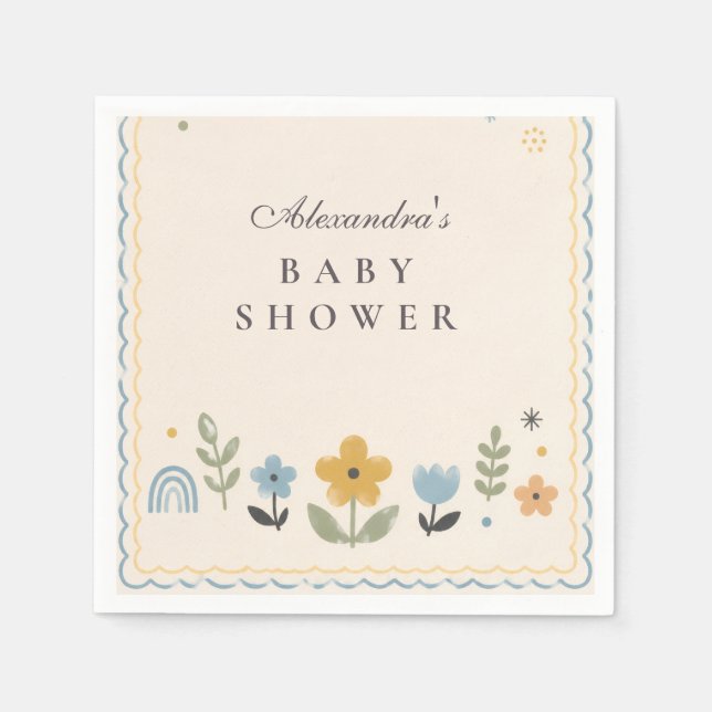 Playful Bumble Bee Baby Shower Napkin (Front)