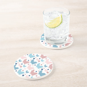 Playful Bunny Silhouette Pattern Coaster