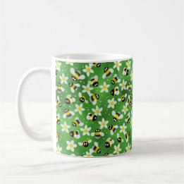 Playful Buzzing Bees (Bottle Green) Coffee Mug