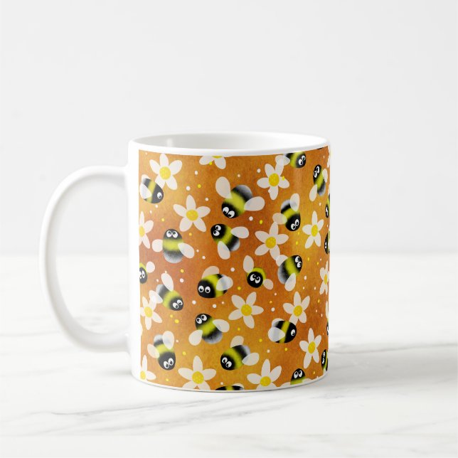  Playful Buzzing Bees (Burnt Orange)  Coffee Mug (Left)