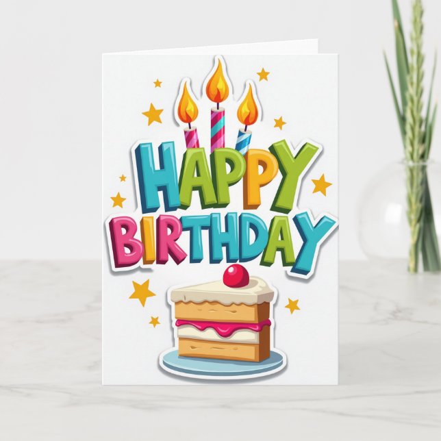 Playful Cake Slice Birthday Card (Front)