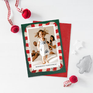 Playful Candy Cane 1 Photo Christmas card