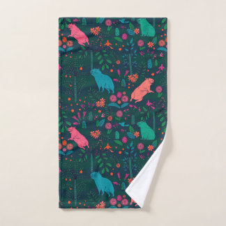 Playful Capybara in the Forest – Tropical Seamless Hand Towel
