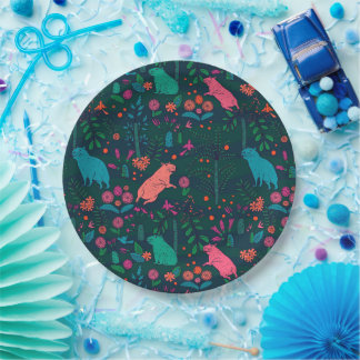 Playful Capybara in the Forest – Tropical Seamless Paper Plate