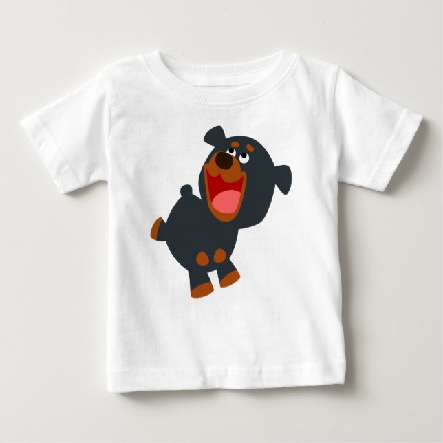 Playful Cartoon Baby Rottweiler Baby T-Shirt (Front)
