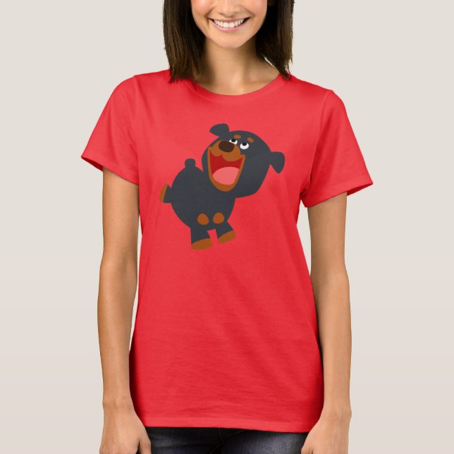 Playful Cartoon Baby Rottweiler Women T-Shirt (Front)