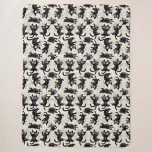 Playful Cartoon Black Cats Pattern Sherpa Blanket