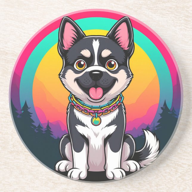 Playful Cartoon Dog Coaster (Front)