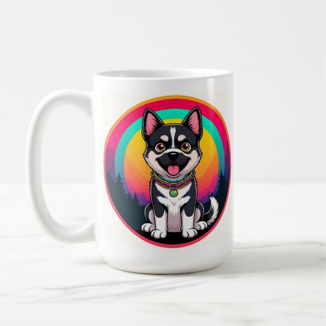 Playful Cartoon Dog Coffee Mug (Left)