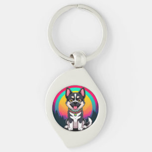 Playful Cartoon Dog Key Ring