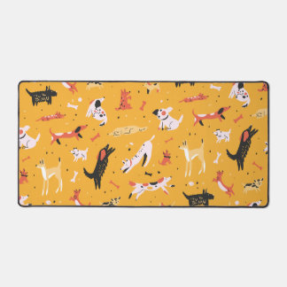 Playful Cartoon Dog Pattern Desk Mat
