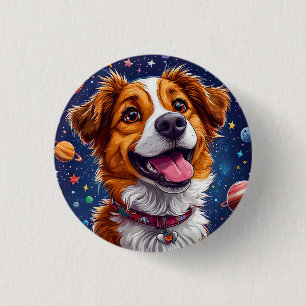 Playful Cartoon Dog with Vibrant Colours 3 Cm Round Badge