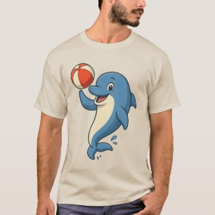 Playful Cartoon Dolphin with Beach Ball T-Shirt