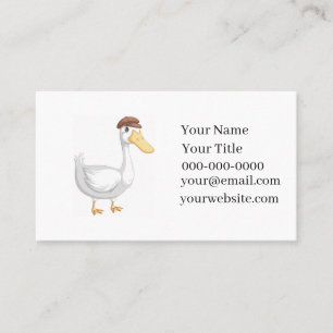 Playful Cartoon Duck with Brown Hat Business Card