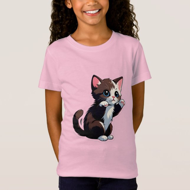 Playful Cartoon Kitten T-Shirt (Front)