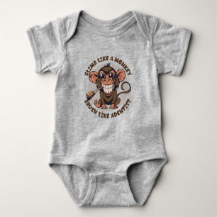 Playful Cartoon Monkey    Baby Bodysuit