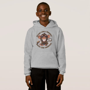 Playful Cartoon Monkey   Kids Pullover Hoodie