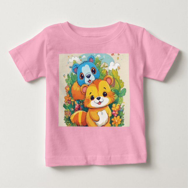 Playful Cartoon Pink Top for Kids (Front)