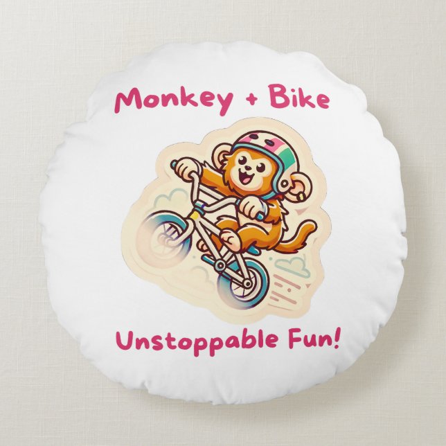 playful cartoon style round cushion (Front)