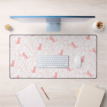 Playful Cat and Yarn Ball Pattern Light Coral Pink