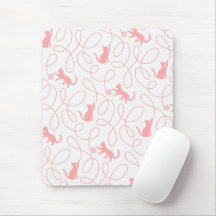 Playful Cat and Yarn Ball Pattern Light Coral Pink
