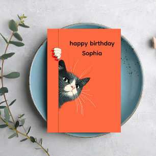 Playful Cat Birthday Greeting Card