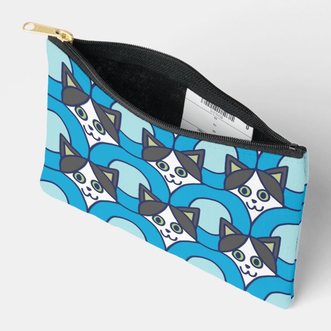 Playful Cat Circle Pattern  Accessory Pouch (Open)